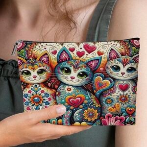 NIP: CHIC BOHEMIAN CAT PRINT POUCH